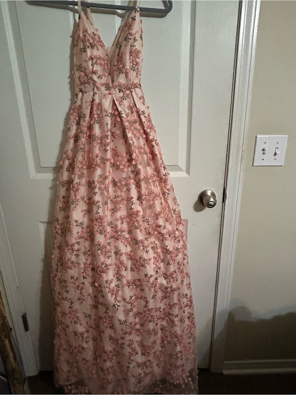 by & by Blush Pink 3D Floral Appliqué Formal Prom Gown Size 0